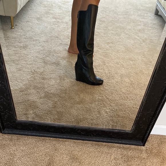 Authentic Prada Black Knee High Wedge Boots - Picture 7 of 7